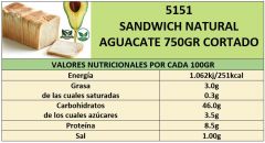 SANDWICH NATURAL 750GR CORTADO